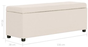 Banco c/ compartimento de arrumação 116 cm poliéster cor creme