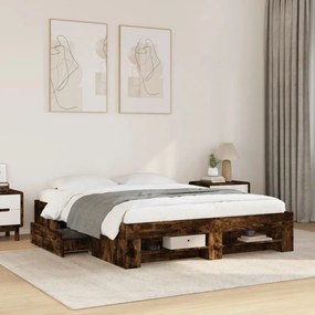 vidaXL Estrutura de cama sem colchão 160x200 cm carvalho fumado