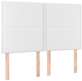 Cabeceira cama c/ LED couro artificial 144x5x118/128 cm branco