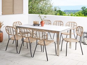Conjunto de 8 cadeiras de jardim em rattan cor natural PRATELLO Beliani