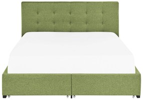 Cama de casal com arrumação em tecido verde 180 x 200 cm LA ROCHELLE Beliani
