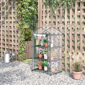 Estufa de Jardim com 3 Prateleiras Metálicas e Porta Enrolável Estufa de Varanda Exterior para Cultivo de Plantas Flores 69x49x125cm Transparente
