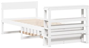 Cama sem colchão 90x200 cm madeira de pinho maciça branco