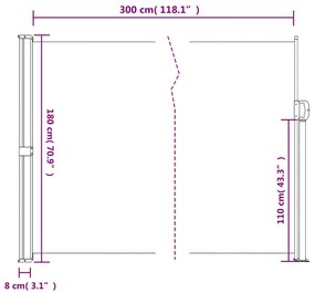 Toldo lateral retrátil 180x300 cm antracite