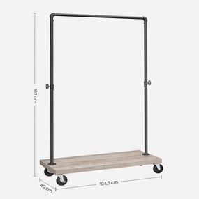 Guarda roupa aberto 104,5 x 40 x 160 cm com rodas greige-preto
