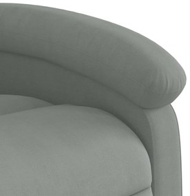 Poltrona de massagens reclinável elétrica veludo cinzento-claro
