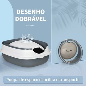 PawHut Caixa de Areia para Gatos Dobrável Caixa de Areia para Gatos Fe