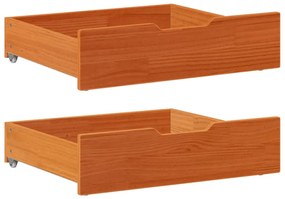 Gavetas para cama 2 pcs 75x55x16 cm pinho maciço castanho-mel