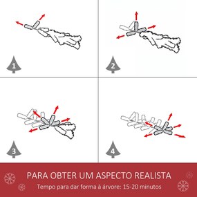 Árvore de Natal Artificial 150cm com 440 Ramas 39 Pinhas e 39 Frutinhas Folhas de PVC PE Base Dobrável e Suporte Metálico Decoração de Natal para Inte