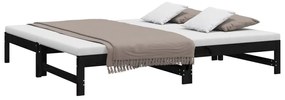 Estrutura sofá-cama de puxar 2x(90x190) cm pinho maciço preto