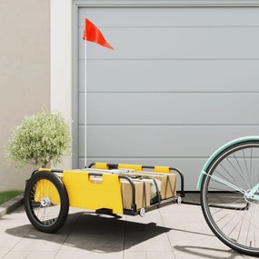 vidaXL Reboque de bicicleta tecido oxford/ferro amarelo