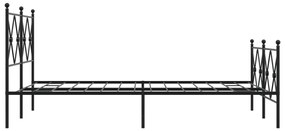 Estrutura de cama com cabeceira e pés 120x190 cm metal preto