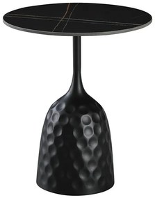 Mesa apoio CAVEZZO, tampo cerâmica mármore preto, 50 cms de diâmetro preta,