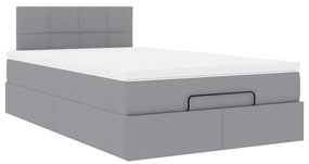 Cama otomana com colchão 120x200 cm tecido cinzento claro