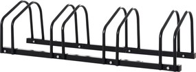 HOMCOM Estacionamento Bicicletas Suporte Aço Resistente Interior Exterior 4 Bicicletas 110x33x27 cm Preto Durável | Aosom Portugal