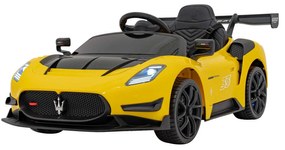 Carro elétrico para Crianças 12V 4 Motores Maserati MC20 GT2, Rodas de EVA, Assento de couro Amarelo