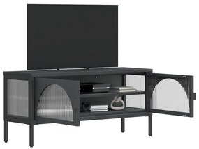 Armário de TV 105x35x50 cm vidro e aço preto