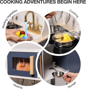 Cozinha de Brincar Infantil de Madeira Estilo 92 x 60 x 30 cm Vintage Azul