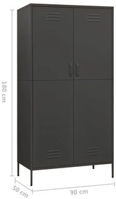 Roupeiro 90x50x180 cm aço antracite