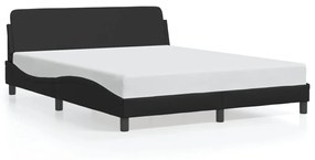 Estrutura cama c/ cabeceira 160x200 cm couro artificial preto