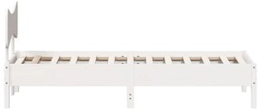 Cama sem colchão 90x200 cm madeira de pinho maciça branco
