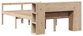 Cama com estante sem colchão 140x190 cm pinho maciço