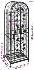 Garrafeira, suporte de metal para 45 garrafas de vinho