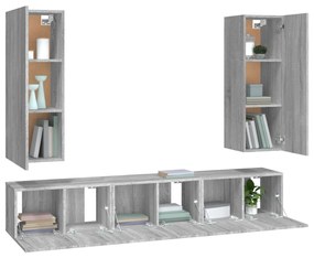 Conjunto móveis de TV 5 pcs madeira processada sonoma cinza