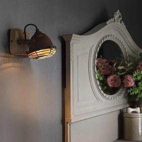 Foco Inteligente Castanho Ferrugem com Madeira Ajustável Incl. WiFi GU10 - Gina