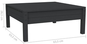 3 pcs conjunto lounge jardim c/ almofadões pinho maciço preto