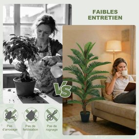 Palmeira artificial de 120 cm com 24 folhas em PEVA, planta decorativa com vaso de plástico, verde