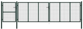 vidaXL Portão de jardim 500x125 cm aço verde