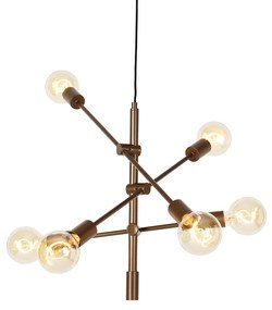 Candeeiro suspenso industrial bronze escuro 6 luzes - Sydney Industrial