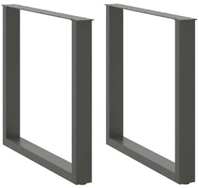 Pés para mesa de jantar em formato de U, 2 peças, antracite, 80x(72-73