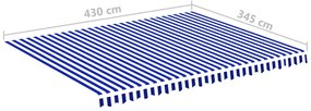 Tecido de substituição para toldo 4,5x3,5 m azul e branco