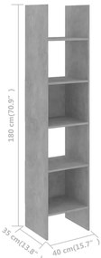 Estante 40x35x180 cm contraplacado cinzento cimento