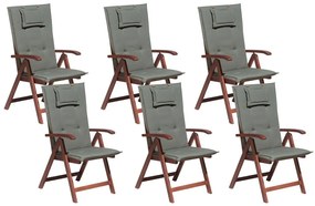 Conjunto de 6 cadeiras de jardim com almofadas cinzentas TOSCANA Beliani