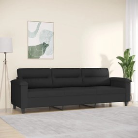 vidaXL Sofá de 3 lugares 210 cm tecido de microfibra preto