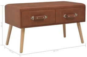 Mesa de centro 80x40x46 cm couro artificial castanho