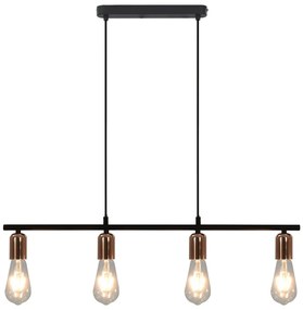 vidaXL Candeeiro de teto 80 cm E27 preto e cobre