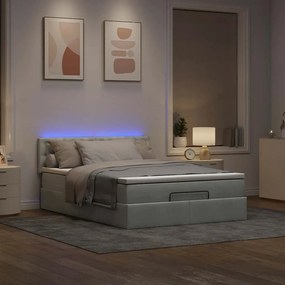 Estrutura de cama otomana com colchão 140x190 cm cinzento claro