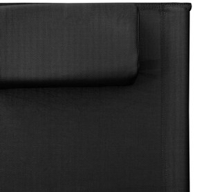 Espreguiçadeira textilene preto e cinzento