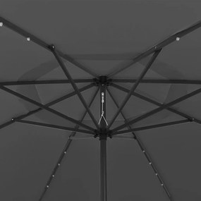 Guarda-sol de jardim com luzes LED 400 cm antracite