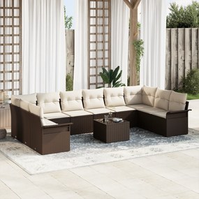 Conjunto de Sofá de Jardim vidaXL de 10 Peças com Almofadas Cinza Ratt