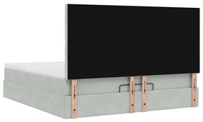 Estrutura cama otomana colchões 160x200cm veludo cinzento claro
