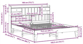 Cama sem colchão 180x200 cm madeira de pinho maciça branco