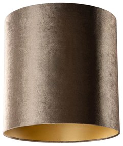 Abajur de Veludo Castanho com Interior Dourado 40/40/40