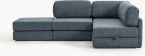 Sofá-cama de canto em bouclé com arrumação Ladina (3 lugares)