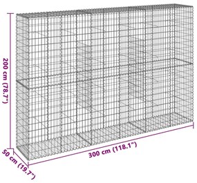 Cesto gabião com cobertura 300x50x200 cm ferro galvanizado