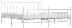 Estrutura de cama com cabeceira e pés 193x203 cm metal branco